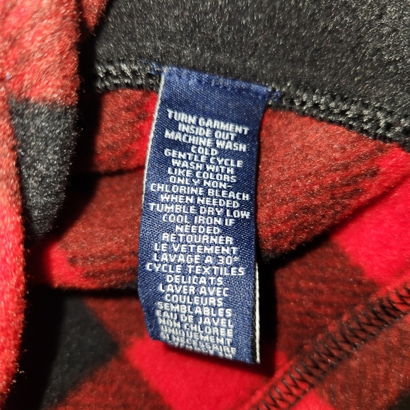 Chaps Buffalo Check Fleece quarter zip Pullover Top Size Large - Picture 3 of 4